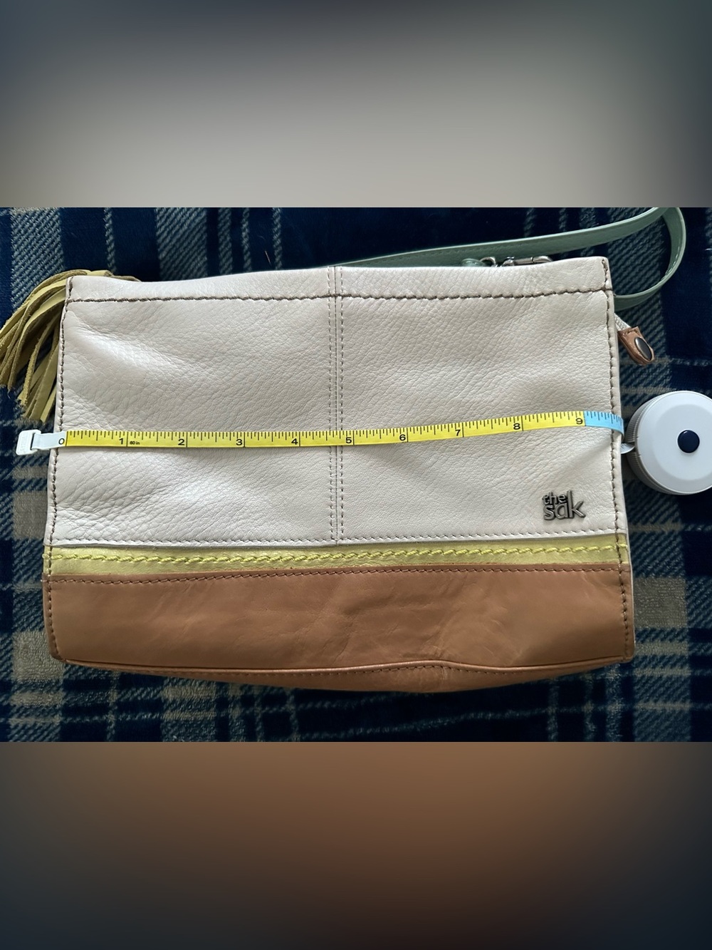 The Sak Leather Colorblock Crossbody in Ivory, Tan & Yellow Accent